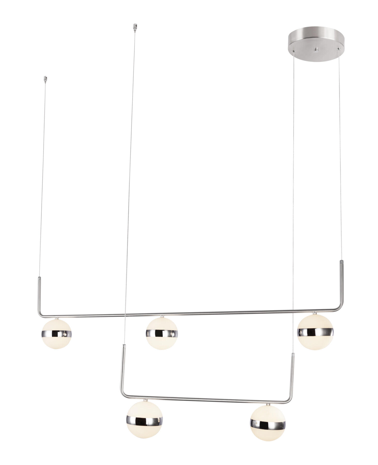GLOBO Hängeleuchte 56008-5H1 nickel Opal Acryl Chrom B/H/L: ca. 38x150x130 cm 1.0 Brennstellen