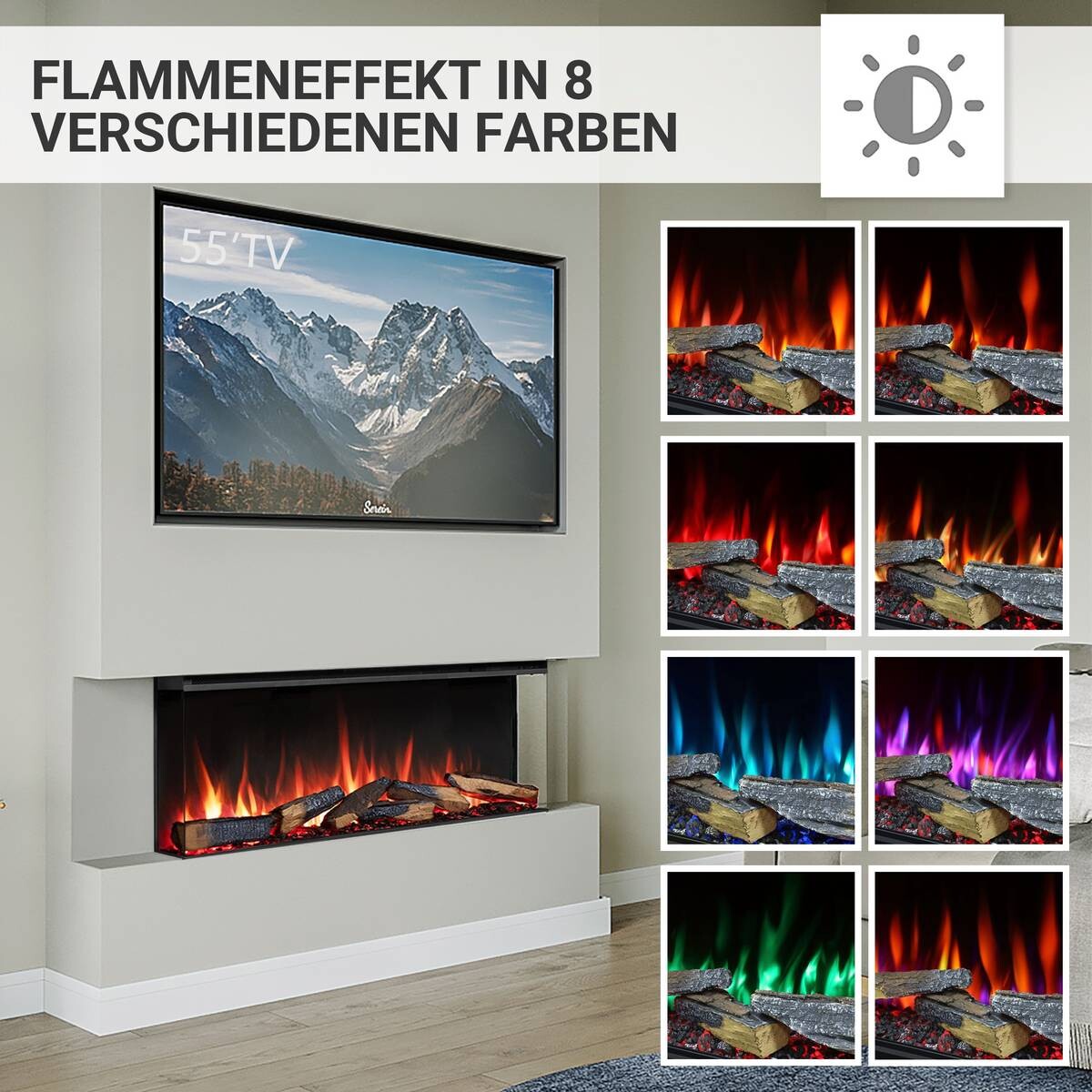 Balderia Elektrischer-Kamin EF408A Athena 44" schwarz B/H/T: ca. 113x50x21 cm ca. 1500 W Balderia Elektrischer-Kamin EF408A Athena 44" schwarz B/H/T: ca. 113x50x21 cm ca. 1500 W