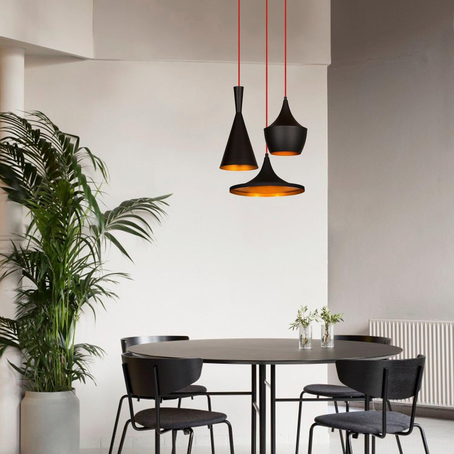 Opviq Pendelleuchte Elmas-3556 schwarz gold B/H/T/L/D: ca. 51x130x51x51x51 cm E27 3 Brennstellen