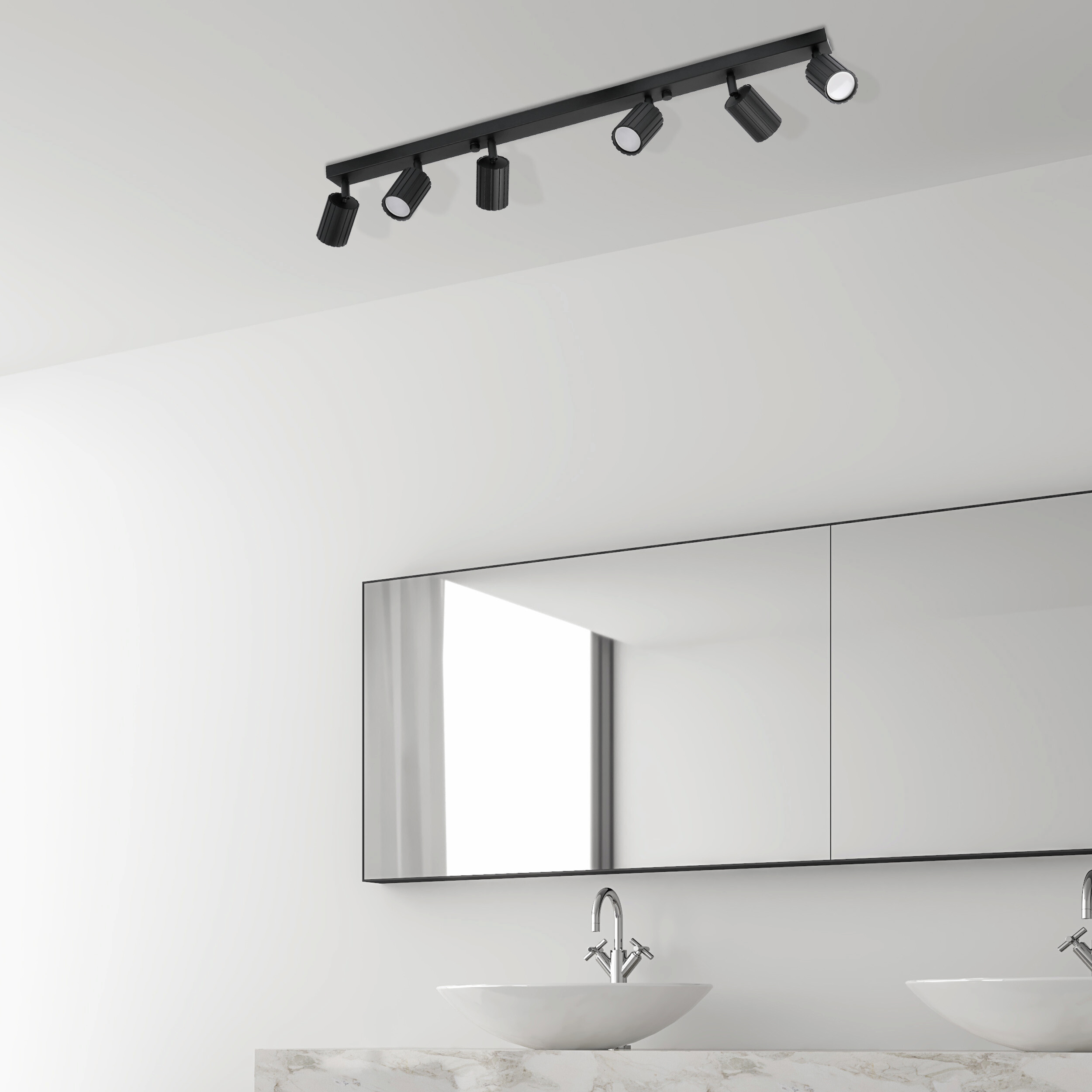 Lamkur Strahler Prisma schwarz Stahl B/H/L: ca. 6,5x16,5x117 cm 6 Brennstellen