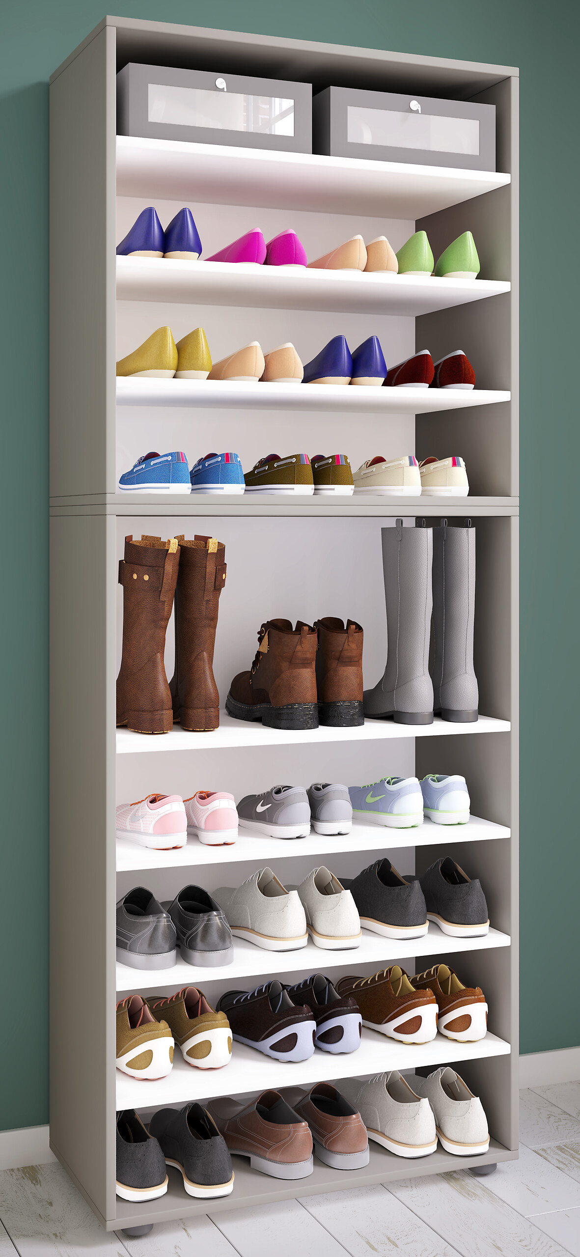 Schuhregal Lona weiß B/H/T: ca. 70x183x37 cm