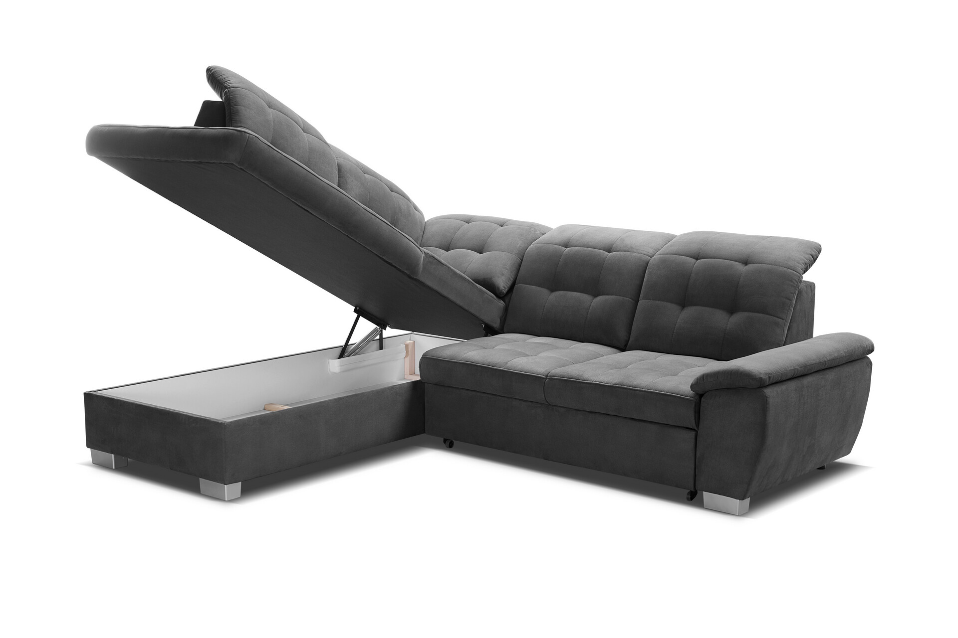 Ecksofa dunkelgrau Microfaser