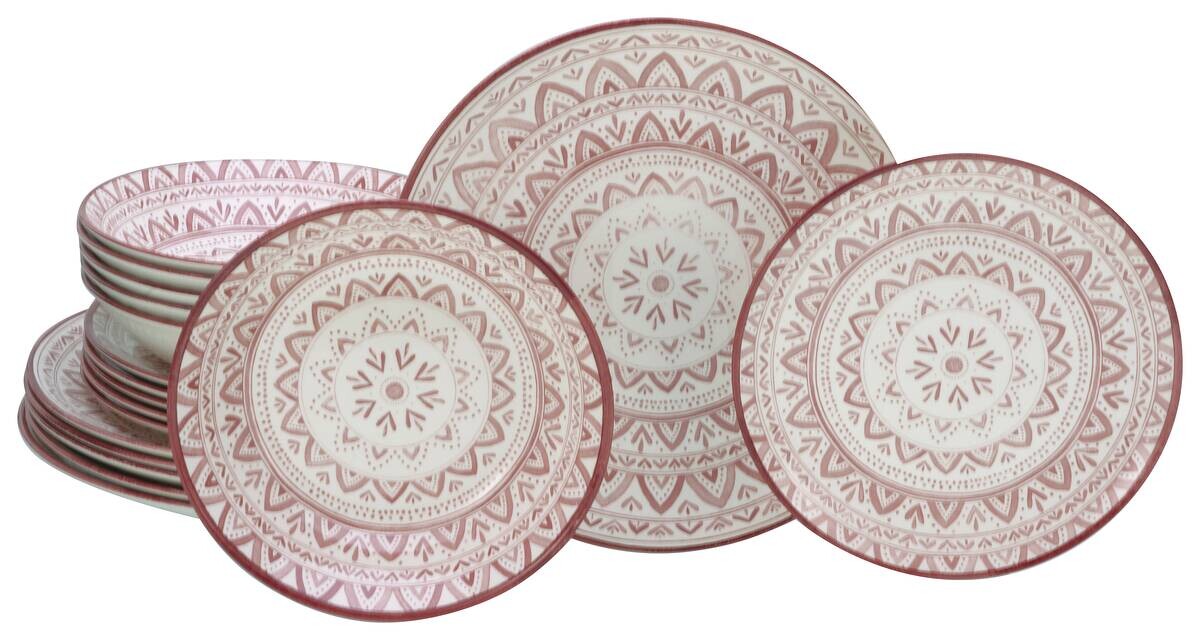 CreaTable Tafelservice Mexico rot Steingut 18 tlg.