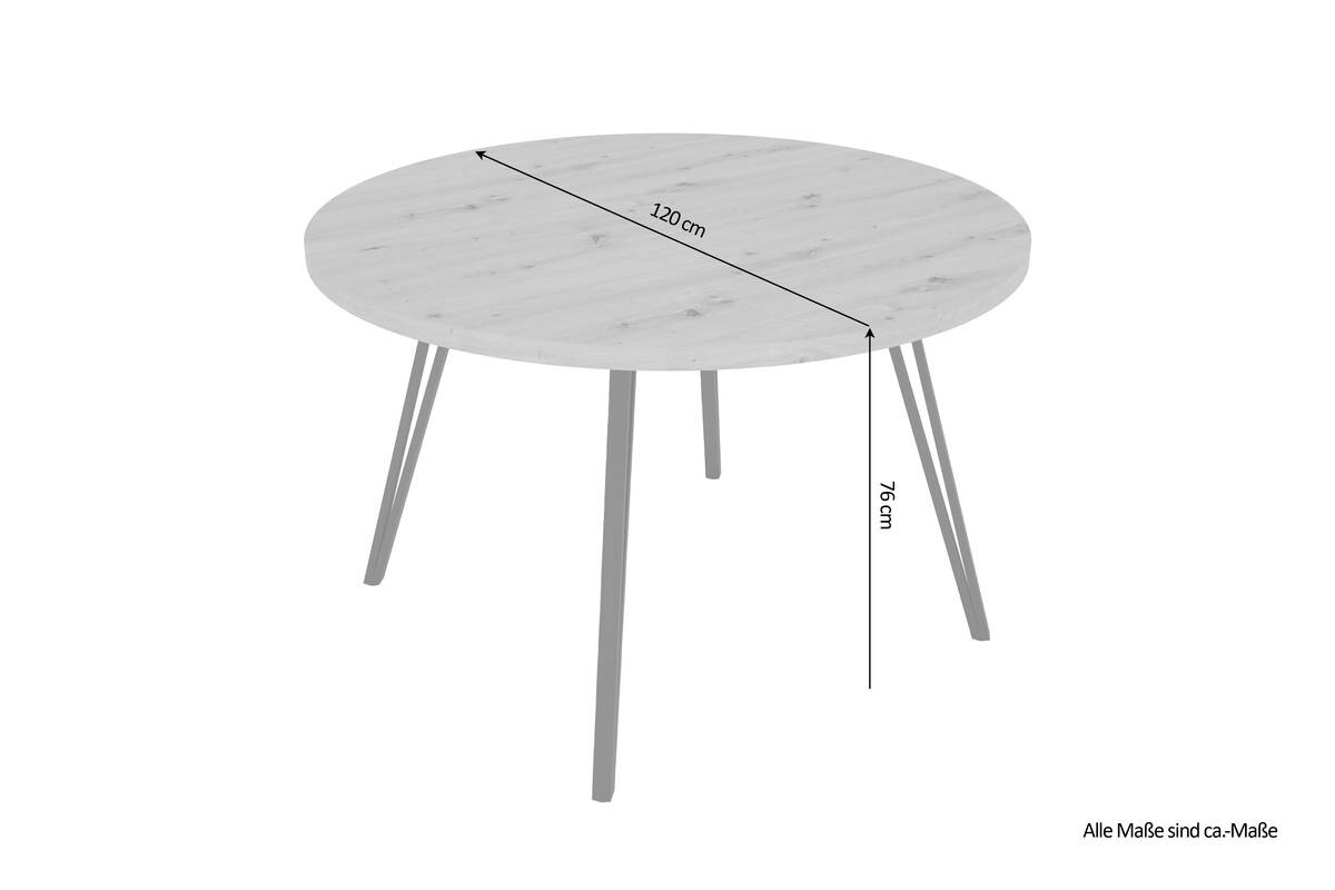 Tisch MARTA Eiche Artisan Nachbildung H/D: ca. 76x120 cm