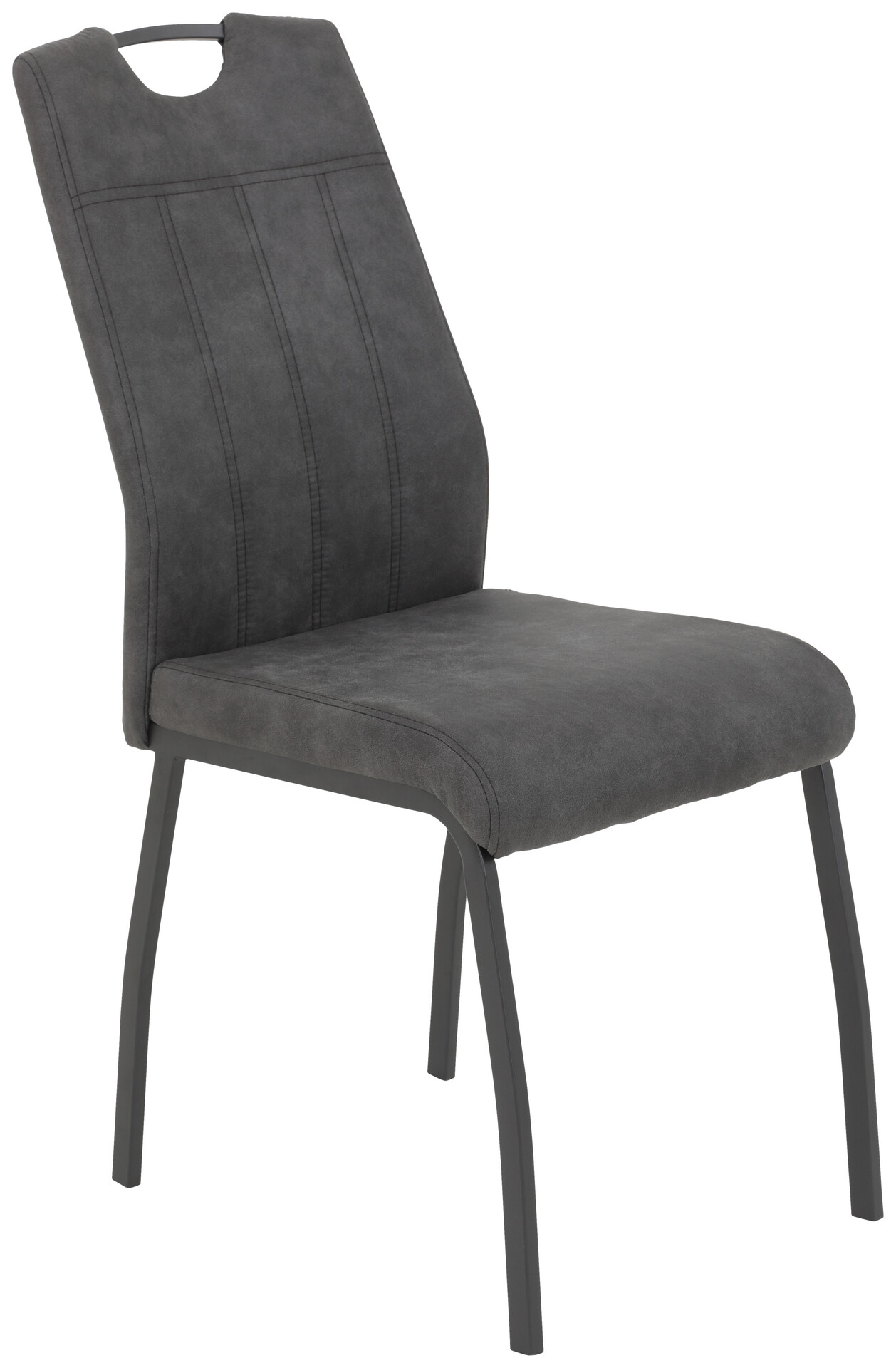 Stuhl 4er Set ELIF III anthrazit Vintage grau Microfaser Metall B/H/T: ca. 44x96x64 cm