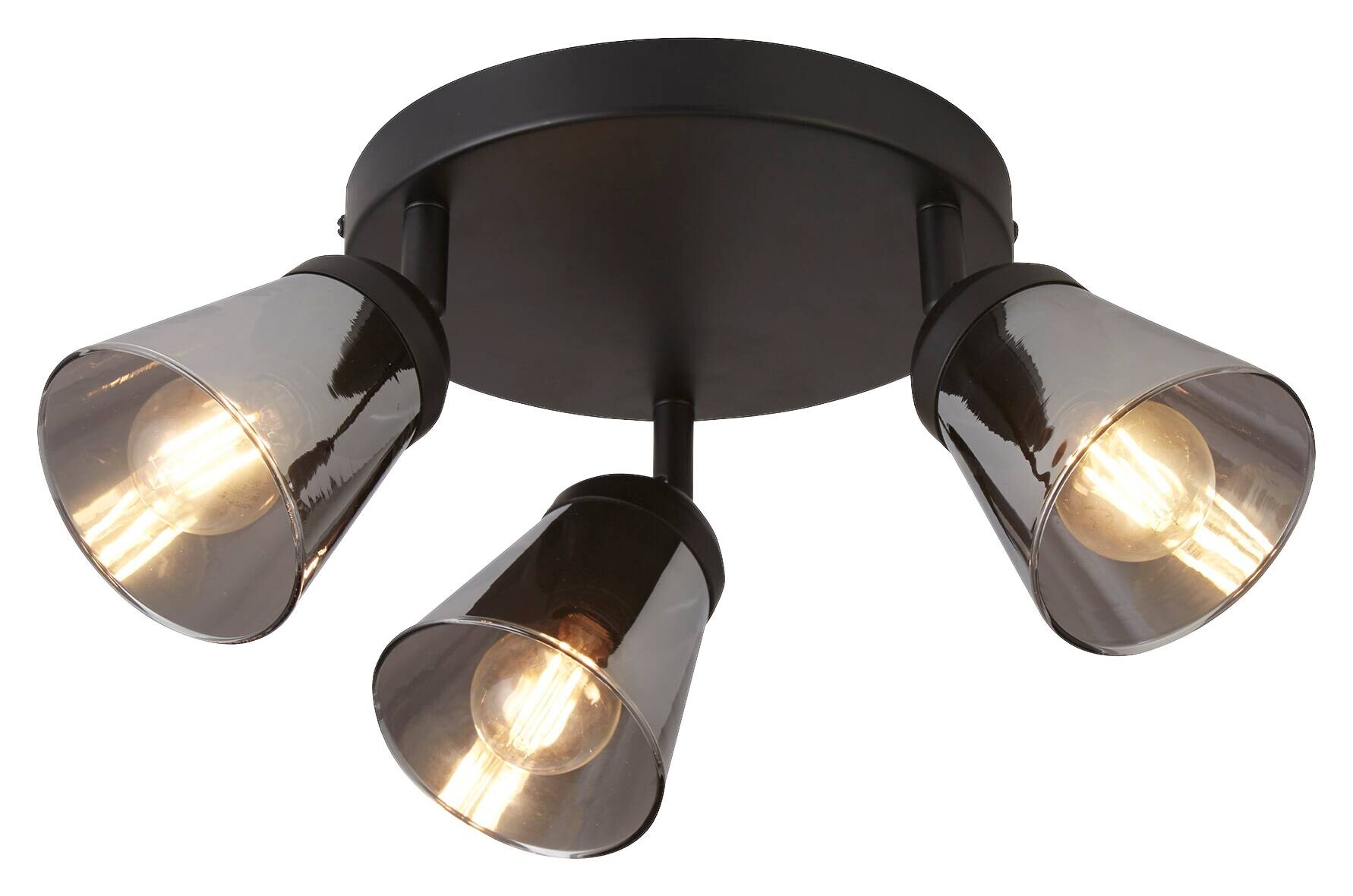 Searchlight Strahler Mega schwarz Stahl Glas B/H/T/L/D: ca. 42x11x18x42x42 cm E14 3 Brennstellen