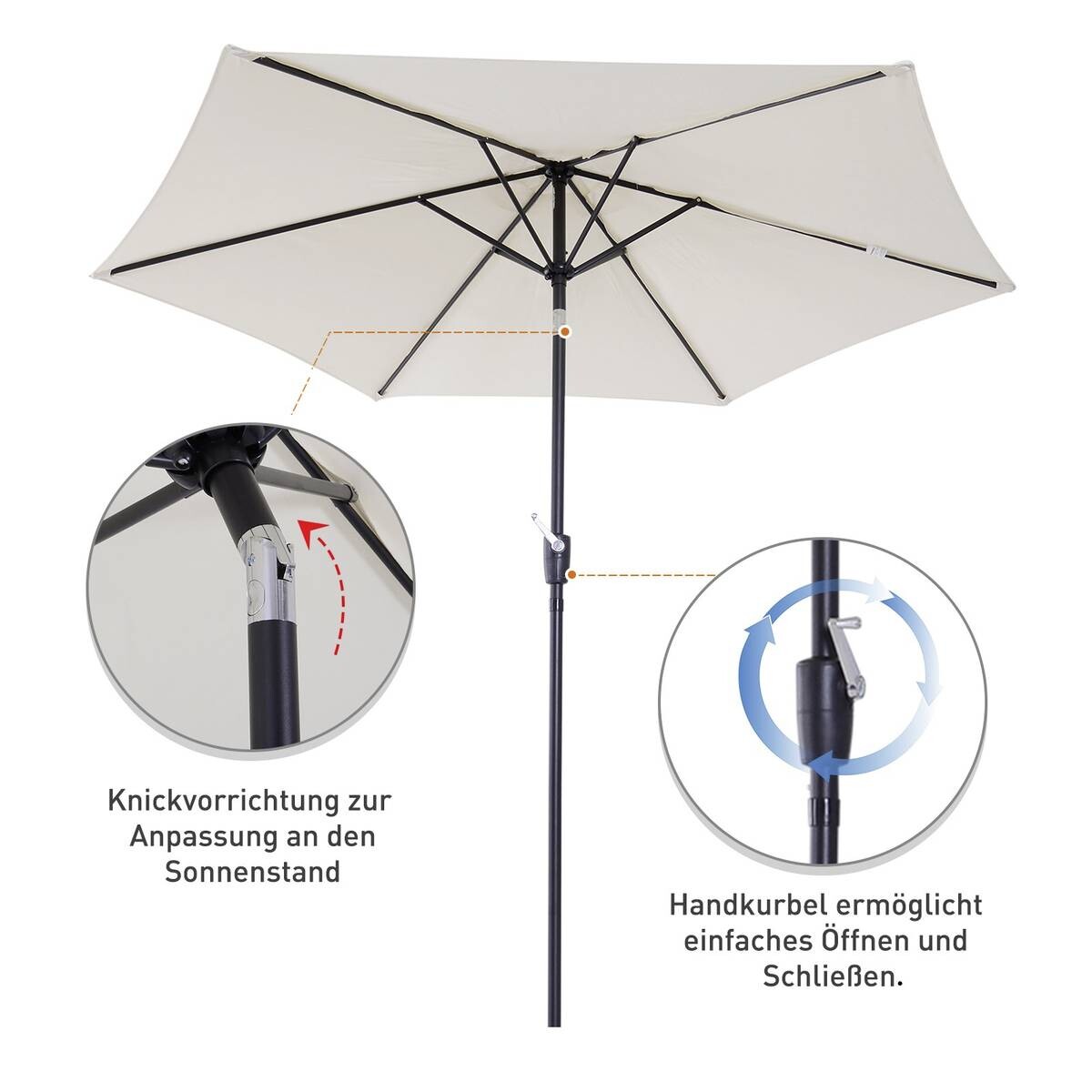 Outsunny Sonnenschirm beige Aluminium B/H/L/S/D: ca. 260x235x260x3,8x270 cm