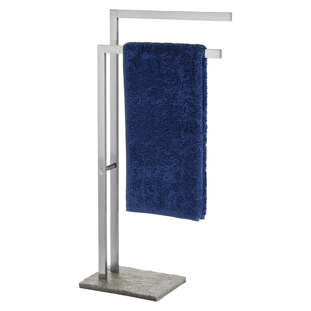 WENKO Doppel-Handtuchhalter grau Edelstahl B/H/T: ca. 44x87x20 cm