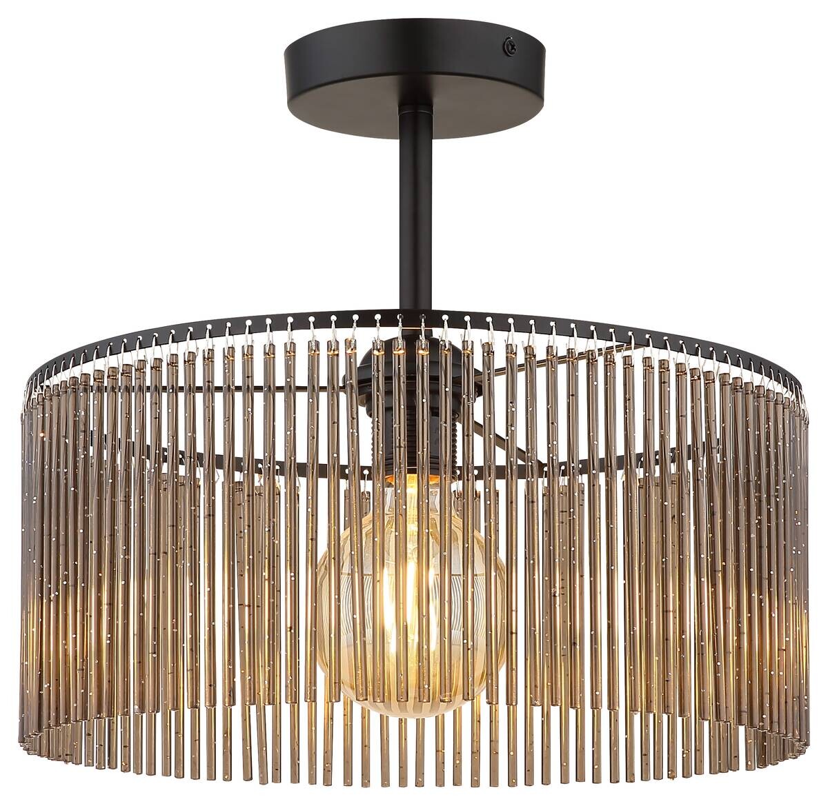 GLOBO Deckenleuchte Leeds schwarz Rauch Metall Kunststoff H/D: ca. 32x35 cm E27 1 Brennstellen