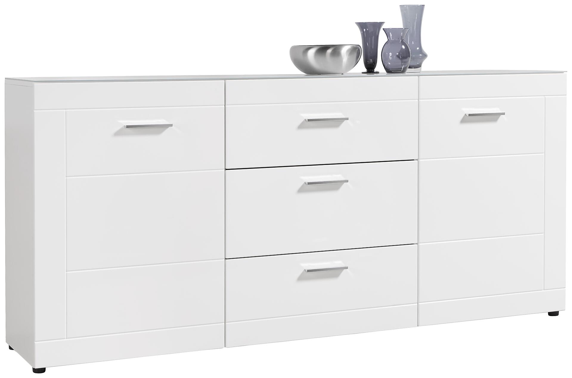 Sideboard Atlanta weiß Hochglanz perlweiß Optik B/H/T: ca. 192x88x40 cm