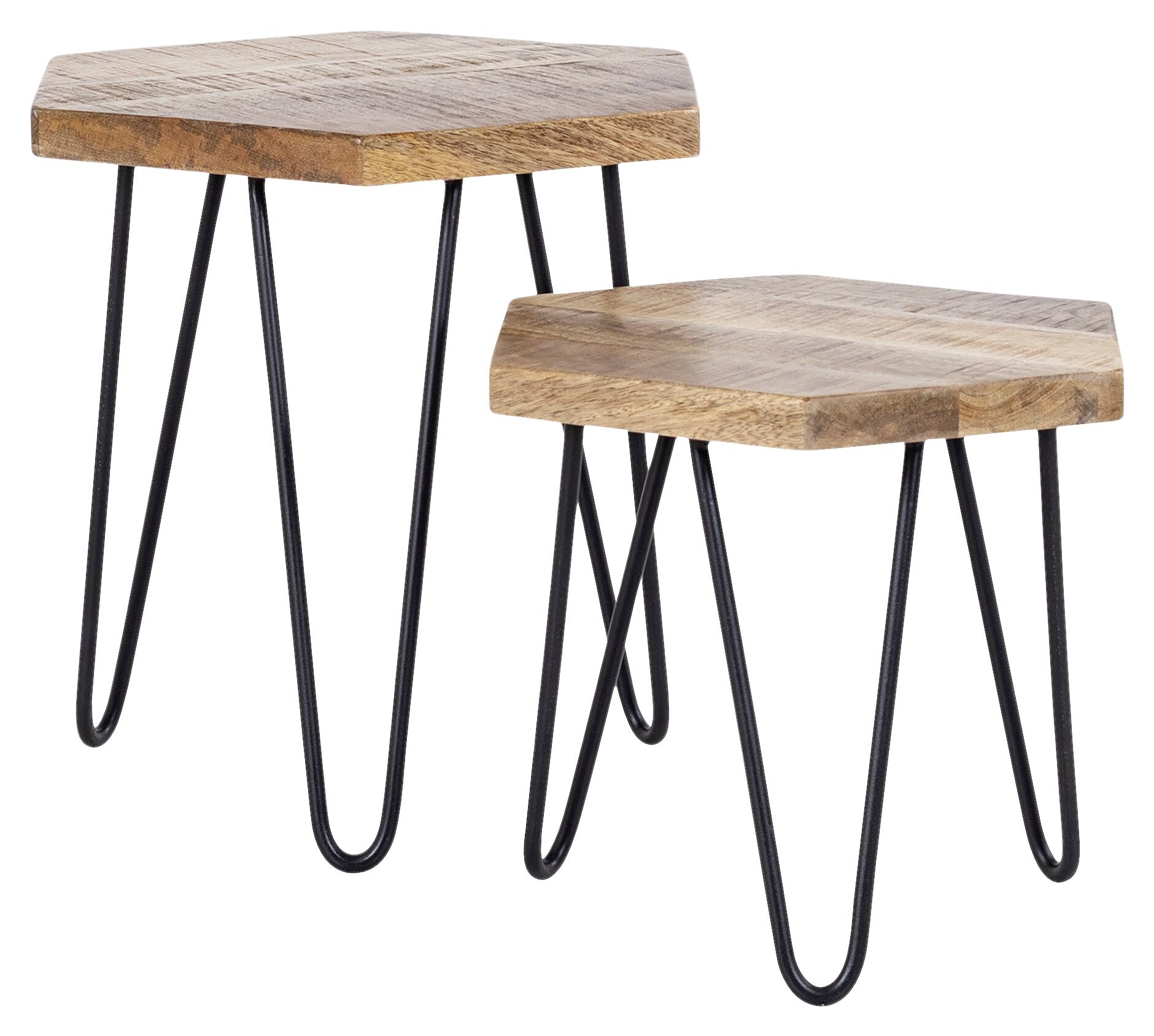 Beistelltisch ELEA natur schwarz pulverbeschichtet Echtholz Metall