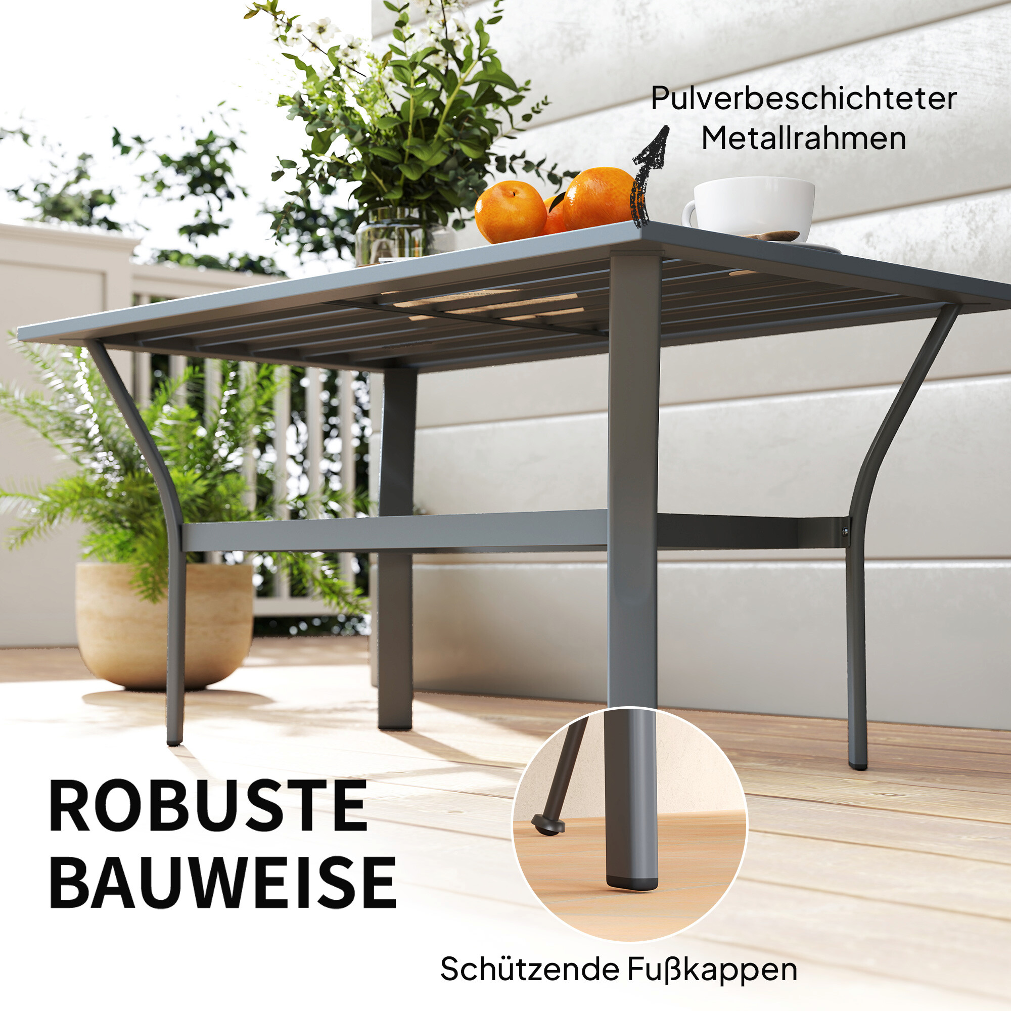 Outsunny Beistelltisch dunkelgrau Metall B/H/L: ca. 55x45x91,5 cm