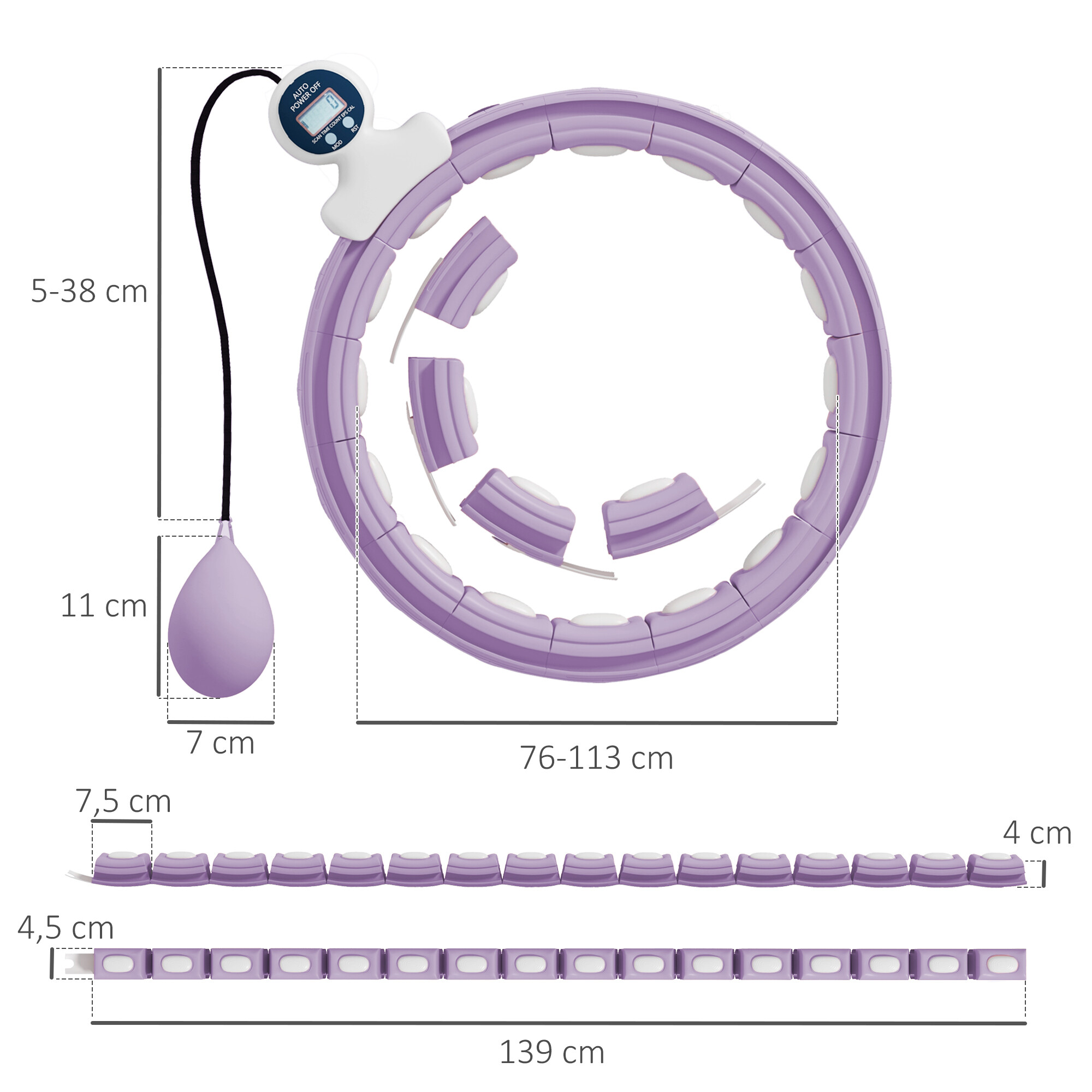 SPORTNOW Hula Hoop violett B/H/L: ca. 4,5x1x139 cm