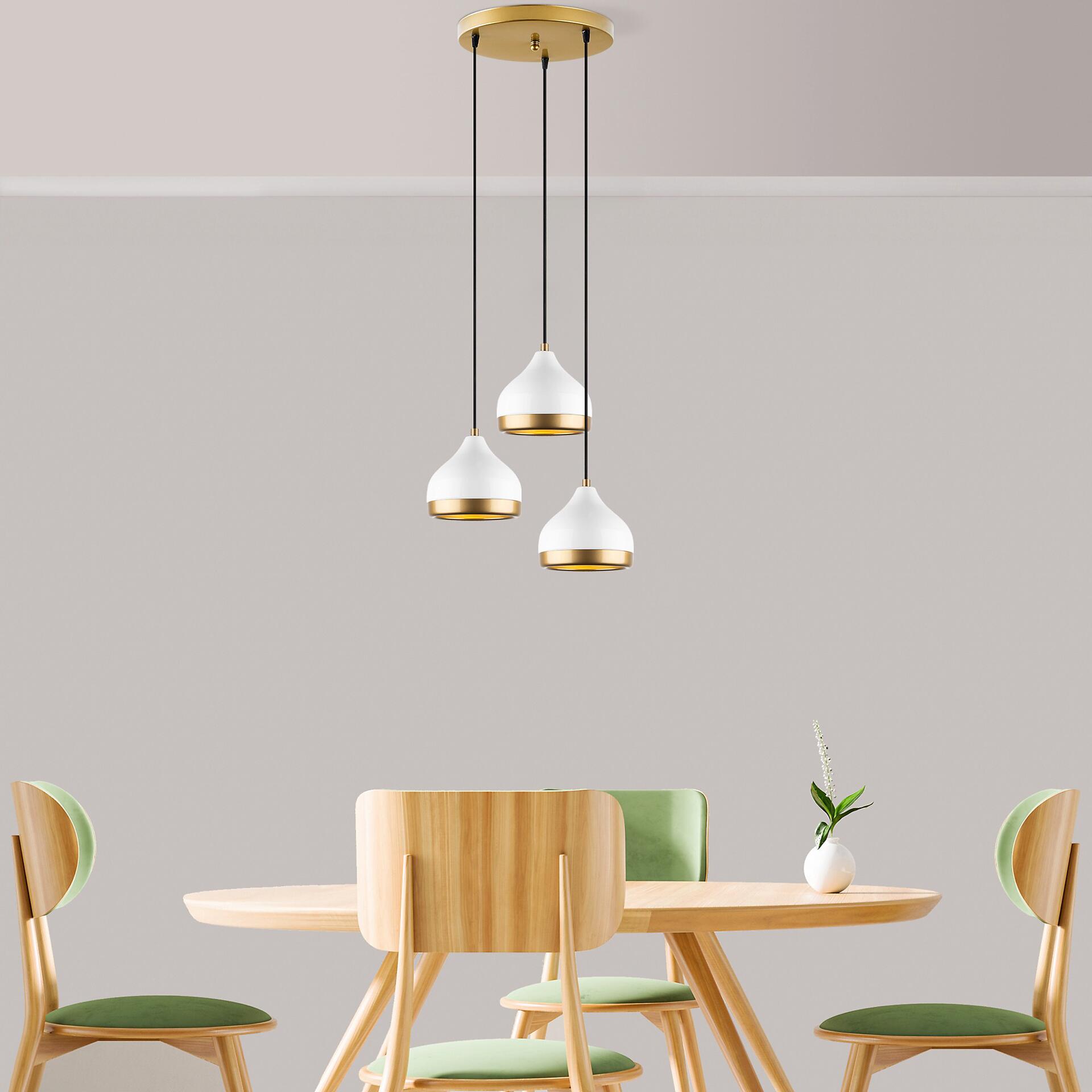 Opviq Pendelleuchte Yldo weiß B/H/T/L: ca. 37x111x17x37 cm E27 3 Brennstellen