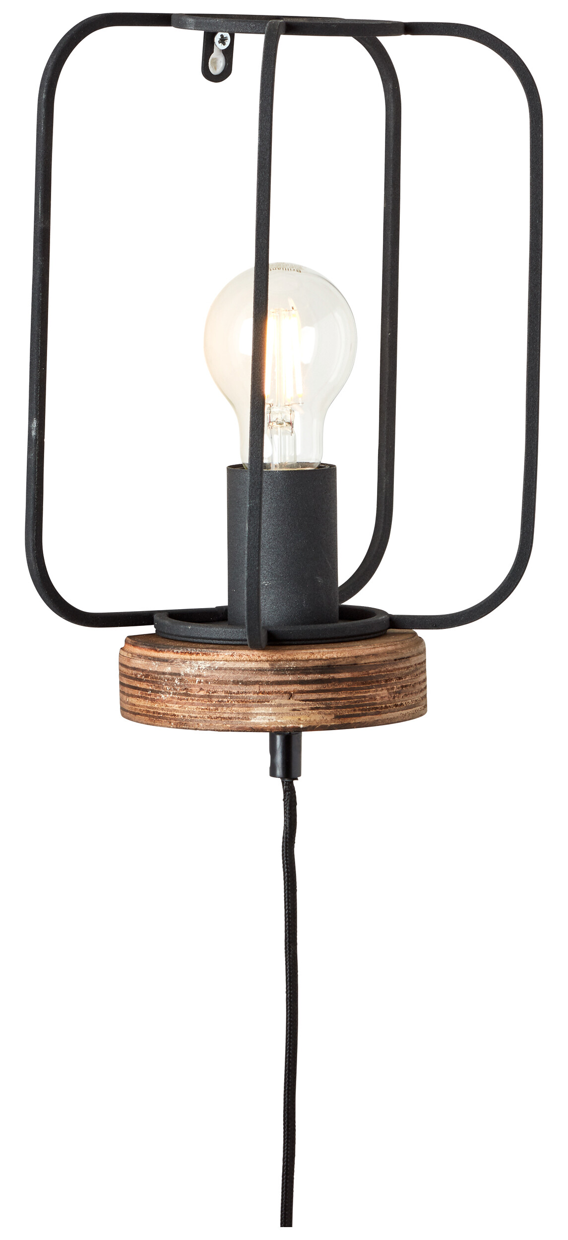Brilliant Wandleuchte Tosh 99499/66 natur schwarz Holz Metall B/H/T: ca. 20x27x11,5 cm E27 1 Brennstellen