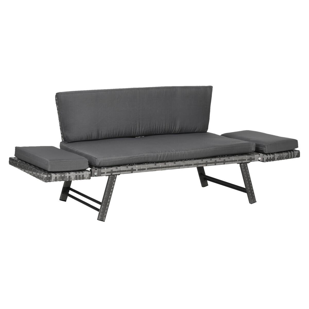 Outsunny Gartensofa grau Polyrattan B/H/L: ca. 63x129x67 cm