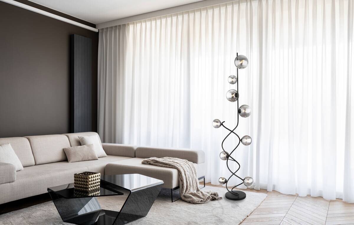 GLOBO Stehleuchte schwarz Metall B/H/T: ca. 40x162x42,5 cm G9 9 Brennstellen