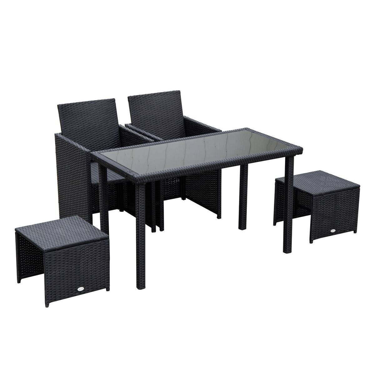 Outsunny Sitzgruppe schwarz Polyrattan