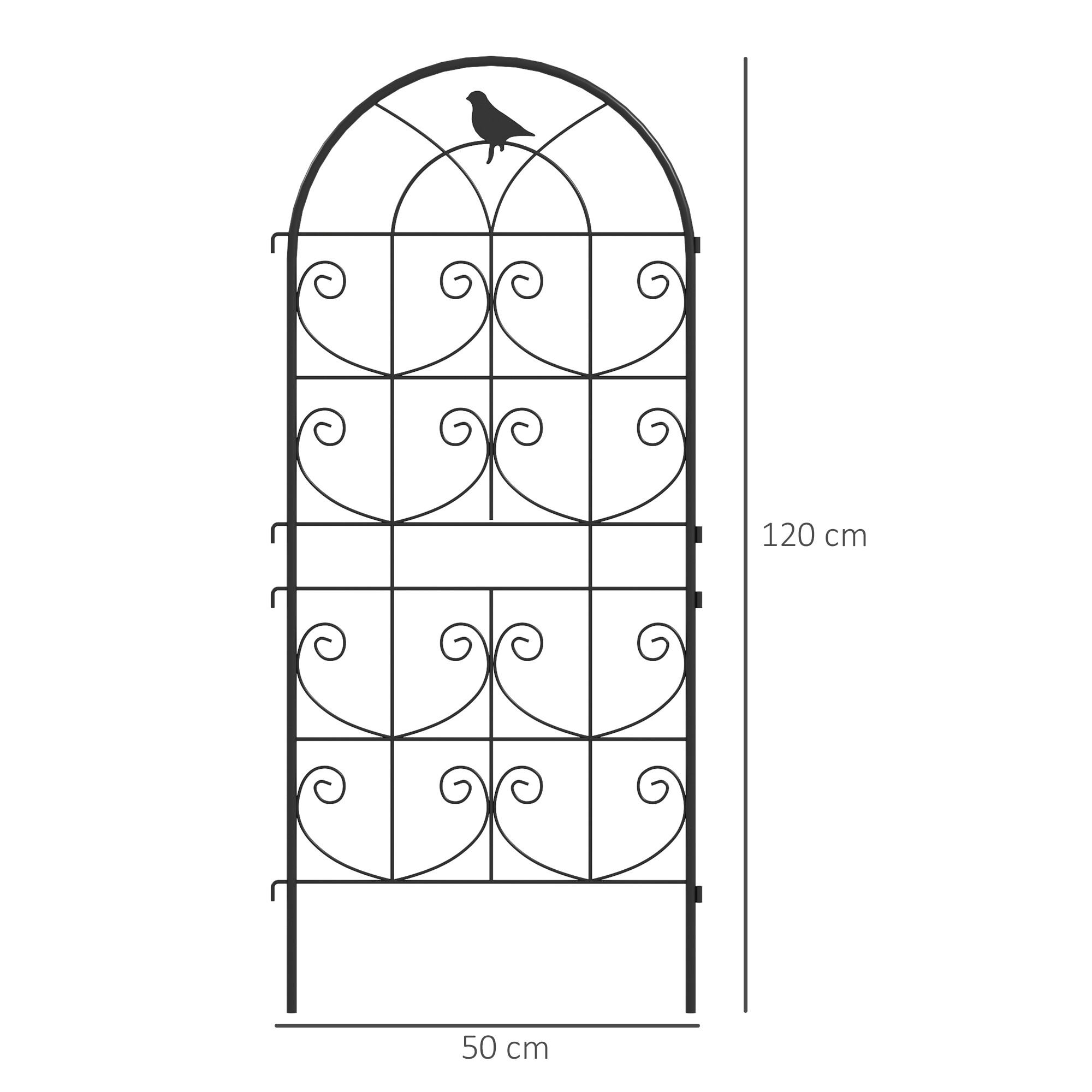 Outsunny Rankgitter 2er Set schwarz B/H/L: ca. 1,3x120x50 cm