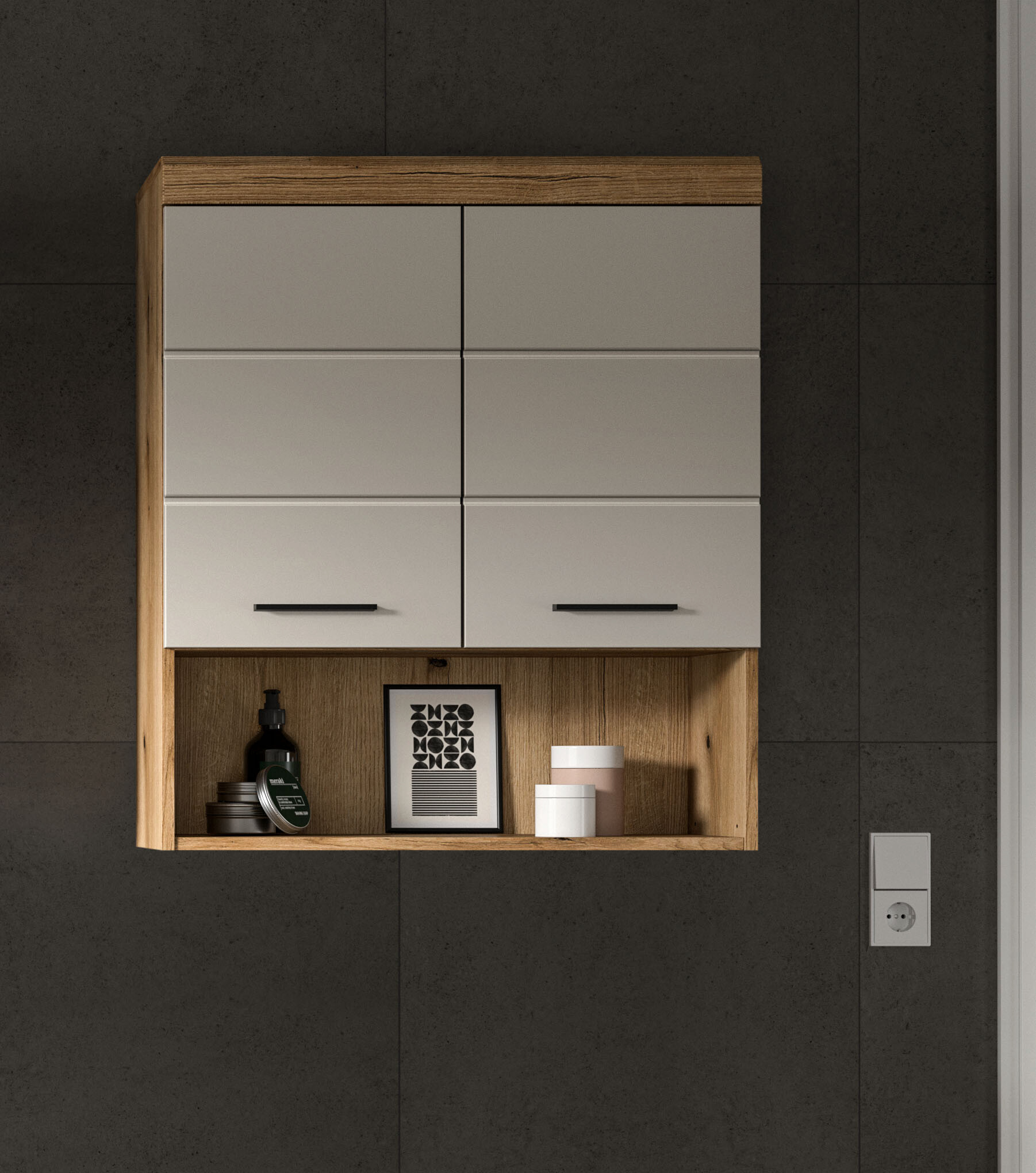 Badhängeschrank Scout Evoke Oak Nachbildung Kaschmirgrau Nachbildung B/H/T: ca. 74x79x24 cm Badhängeschrank Scout Evoke Oak Nachbildung Kaschmirgrau Nachbildung B/H/T: ca. 74x79x24 cm