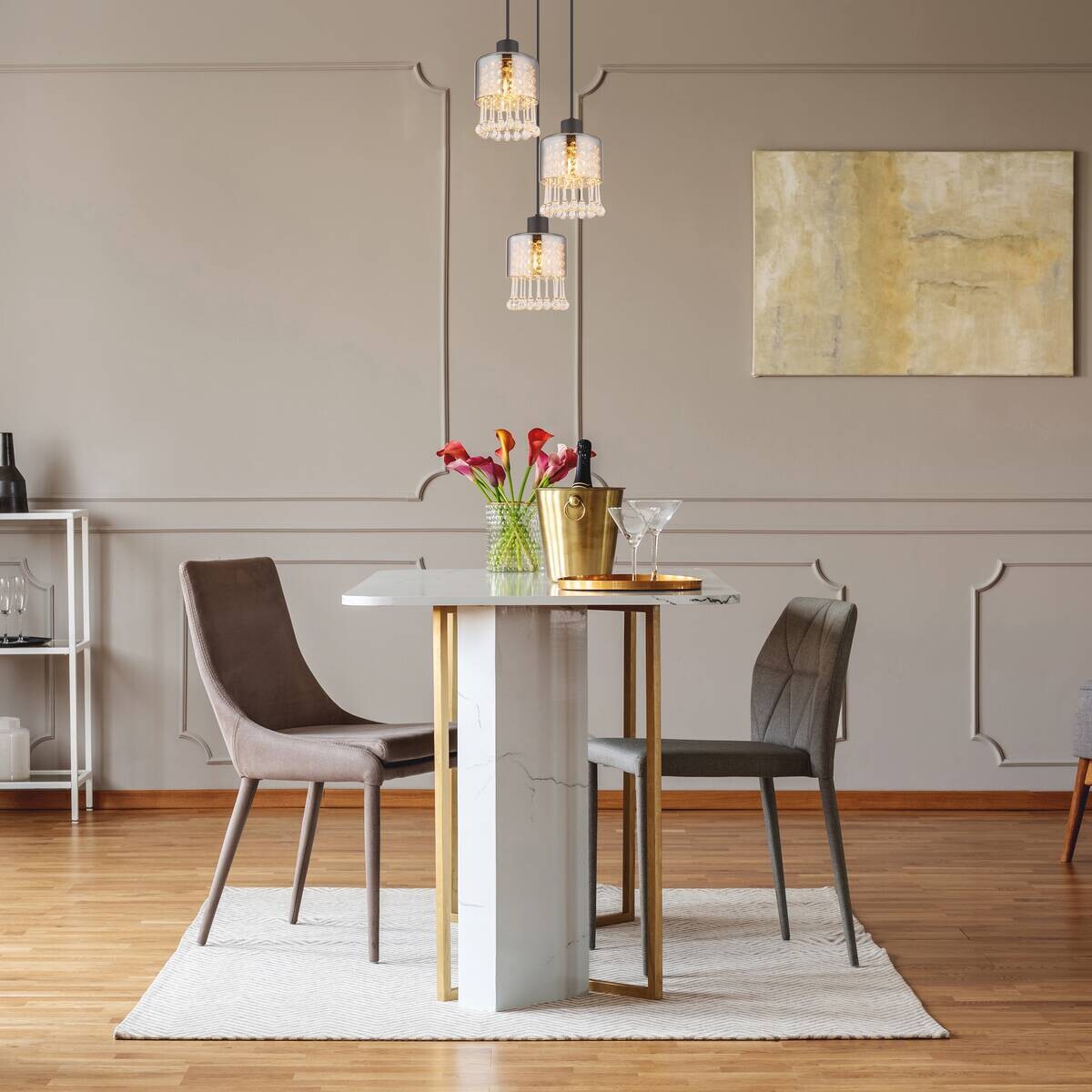 GLOBO Pendelleuchte schwarz klar Acryl Metall H/D: ca. 120x33 cm E27 3 Brennstellen