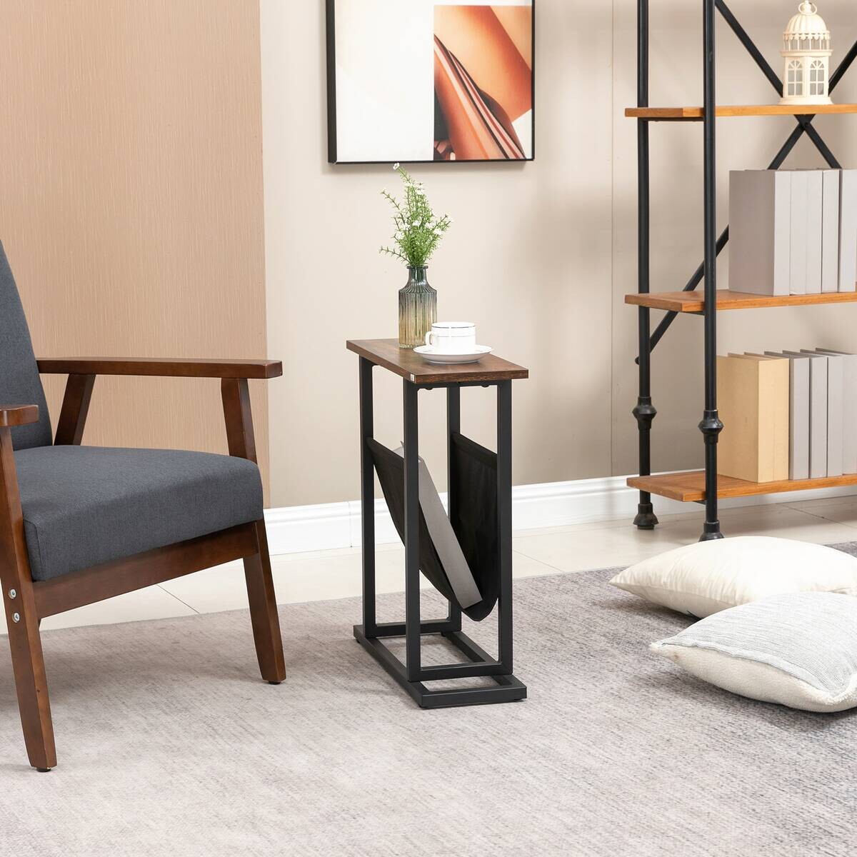 HOMCOM Beistelltisch schwarz Spanplatte B/H/L: ca. 19x49x55 cm