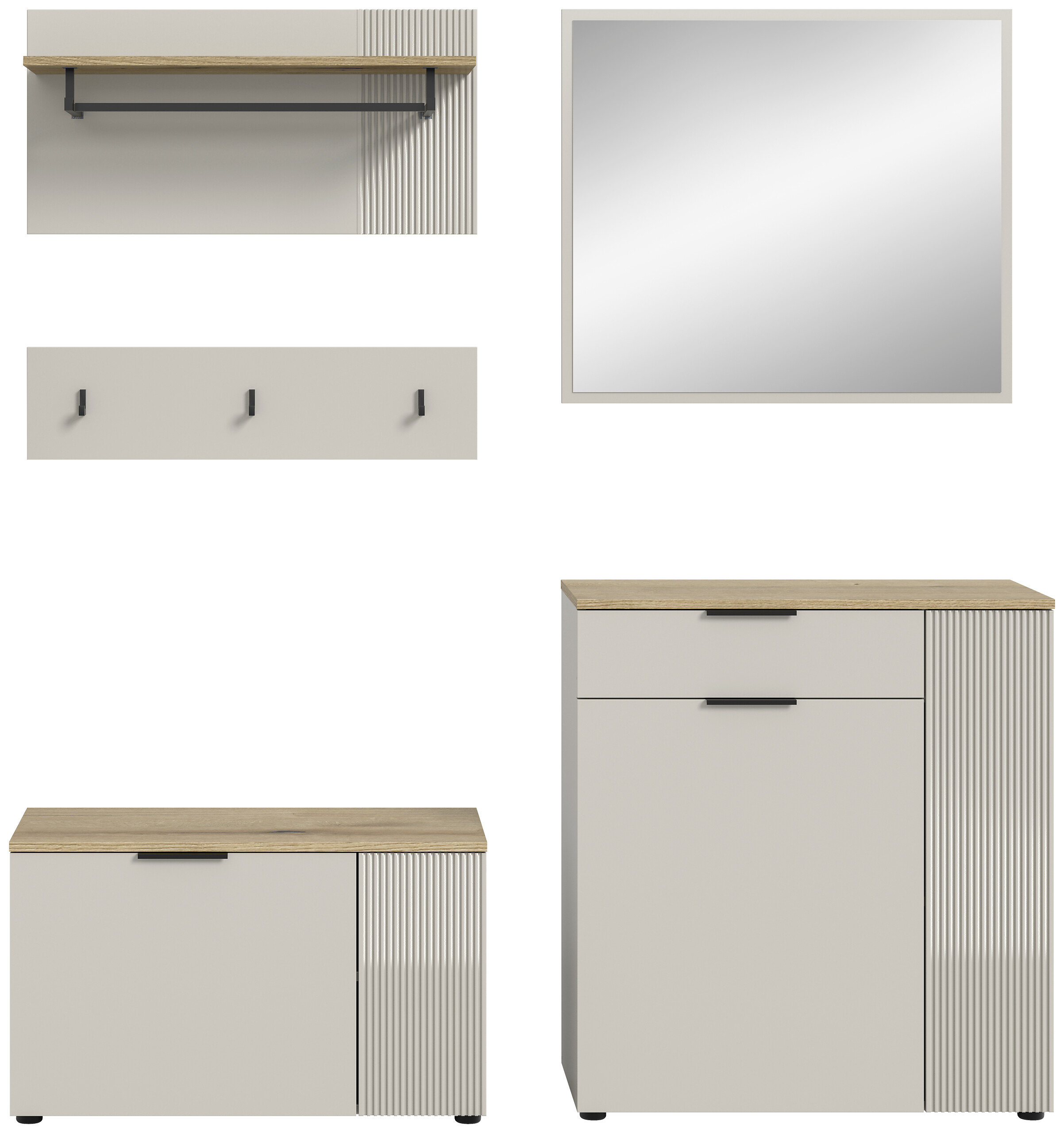Garderobe Slide Kaschmirgrau Nachbildung Evoke Oak Nachbildung B/H/T: ca. 175x190x36 cm