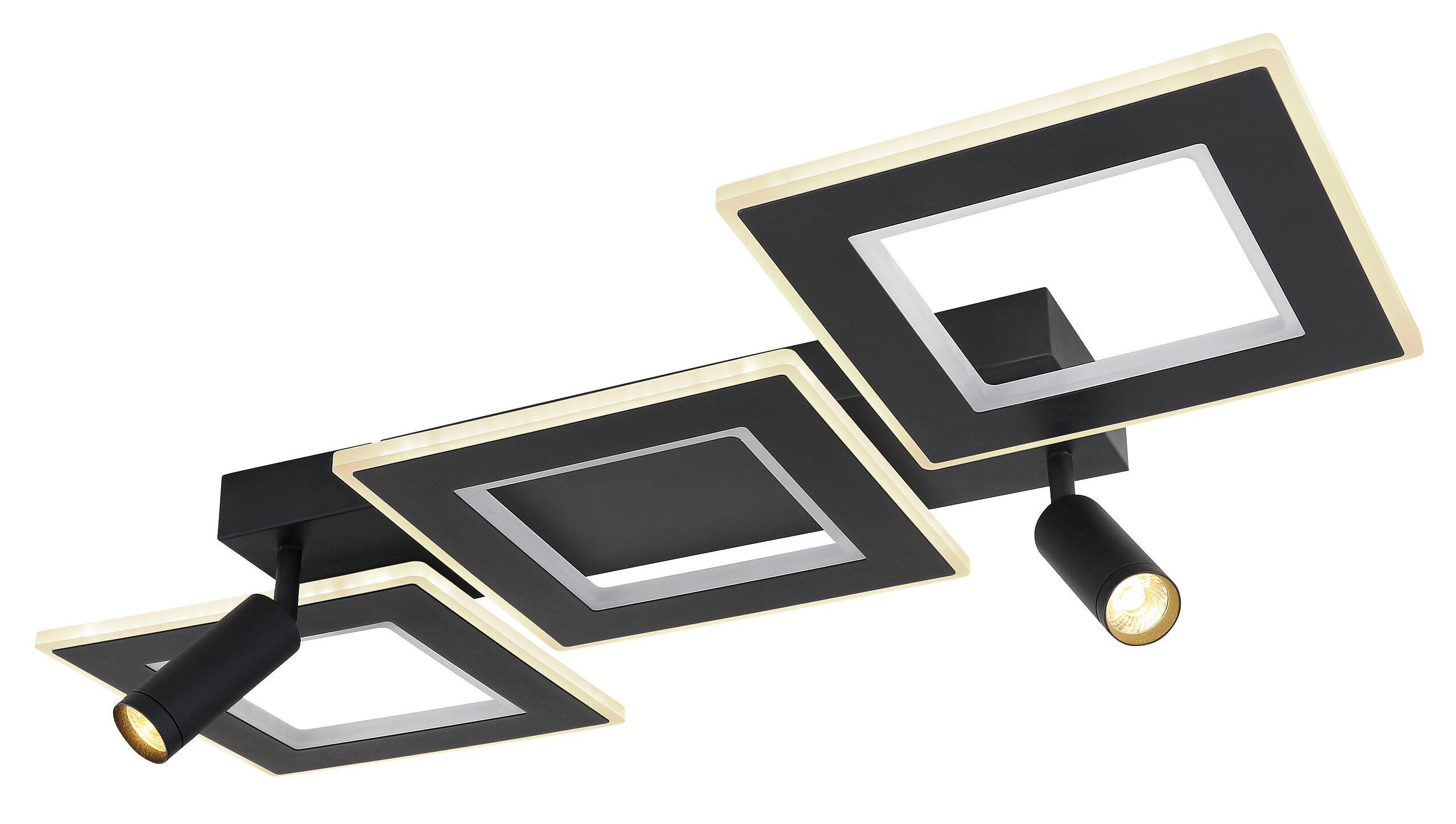 GLOBO Deckenleuchte schwarz Opal Metall Acryl B/H/L: ca. 56x11,5x82 cm 2 Brennstellen