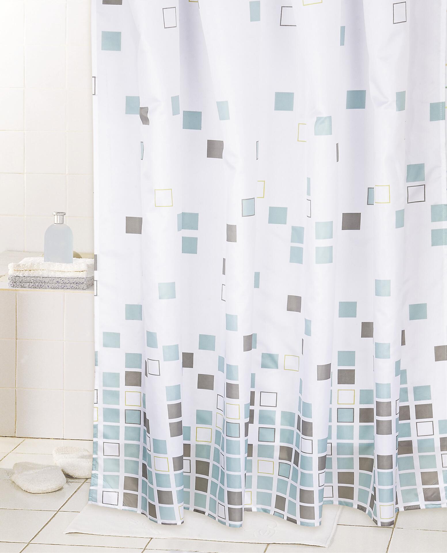 Acus Duschvorhang blau weiß braun Kunststoff B/L: ca. 180x200 cm