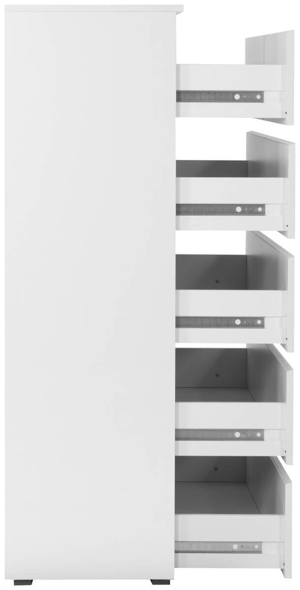 Schubkastenkommode Capetown weiß glänzend weiß B/H/T: ca. 80x132x40 cm