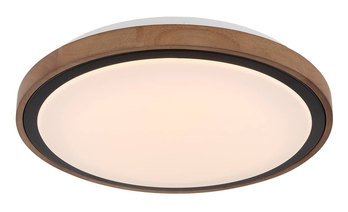 GLOBO LED-Deckenleuchte Opal schwarz braun Metall Holz Acryl H/D: ca. 9,5x38 cm