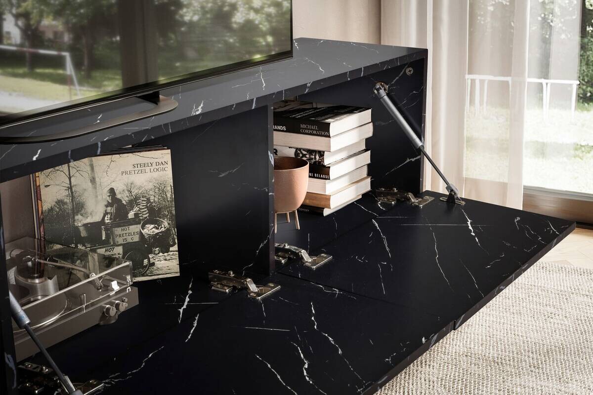 Lowboard schwarz Marmor Optik B/H/T: ca. 160x30x30 cm