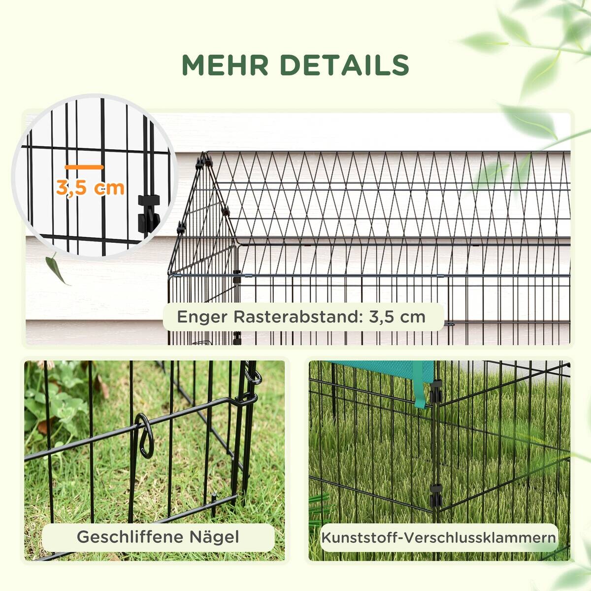 PawHut Kleintier-Freilaufgehege grün Polyester-Mischgewebe B/H/L: ca. 85x103x220 cm