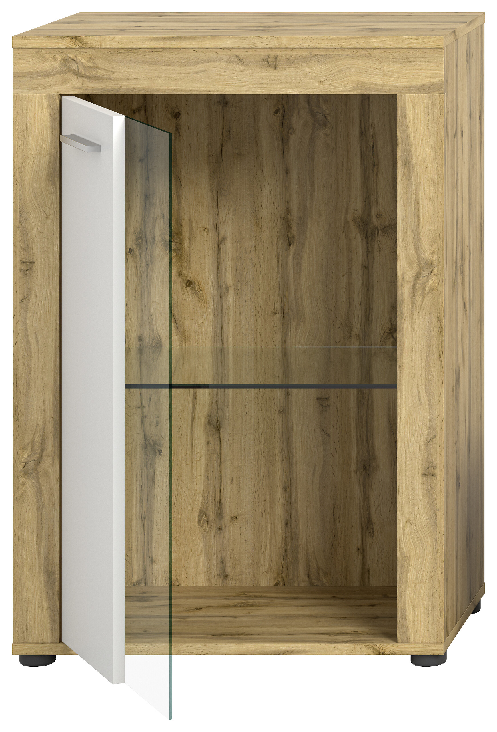 Vitrine Jam Eiche Wotan Nachbildung weiß B/H/T: ca. 60x86x35 cm