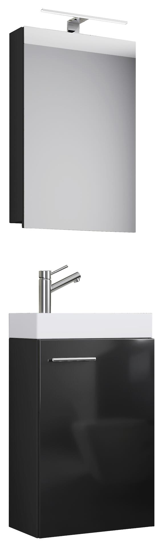 Waschplatz 4tlg-Slito schwarz weiß B/H/T: ca. 41x69,5x22 cm Waschplatz 4tlg-Slito schwarz weiß B/H/T: ca. 41x69,5x22 cm