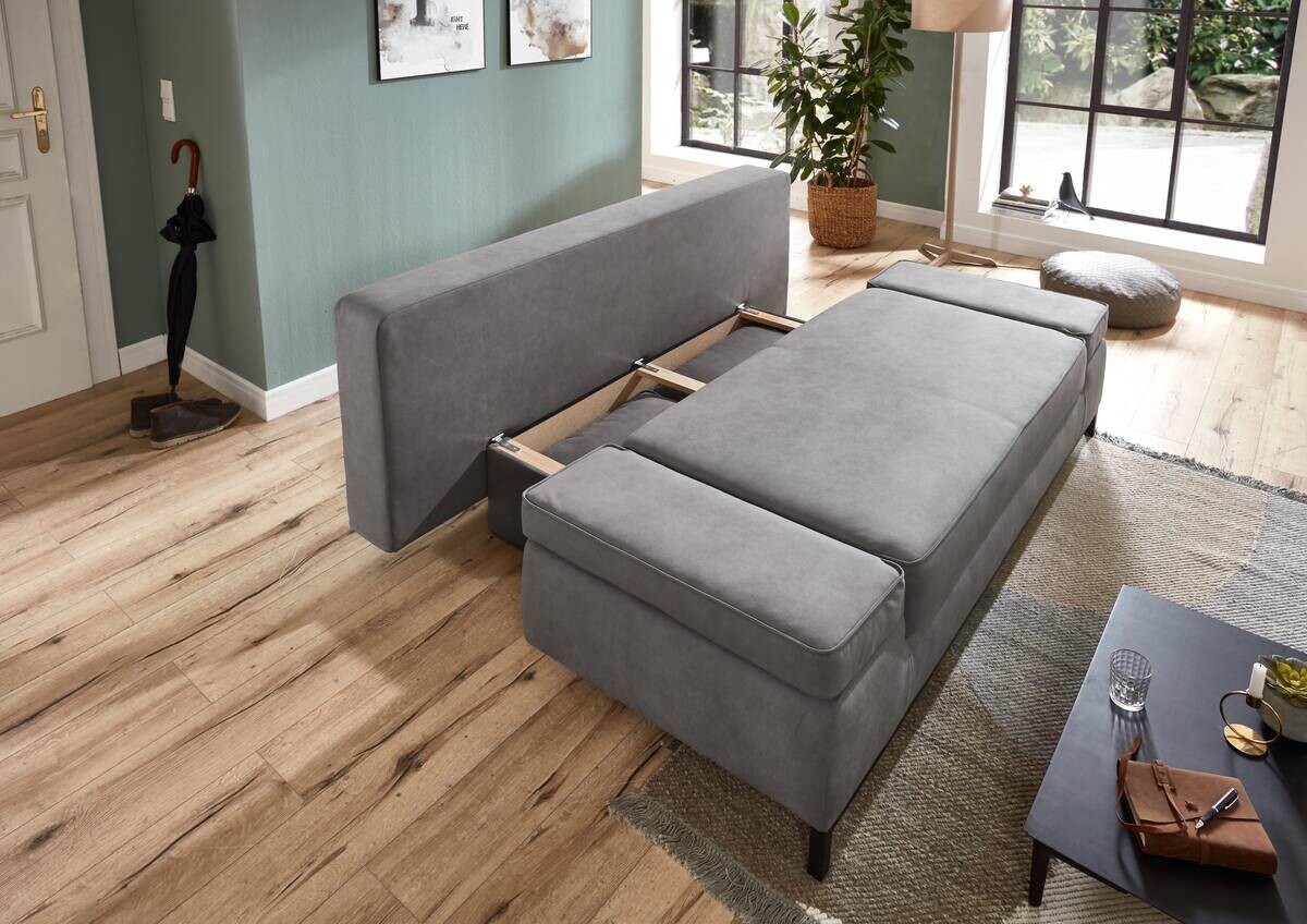 Schlafsofa Jarny hellgrau Polyester B/H/T: ca. 202x97x90 cm