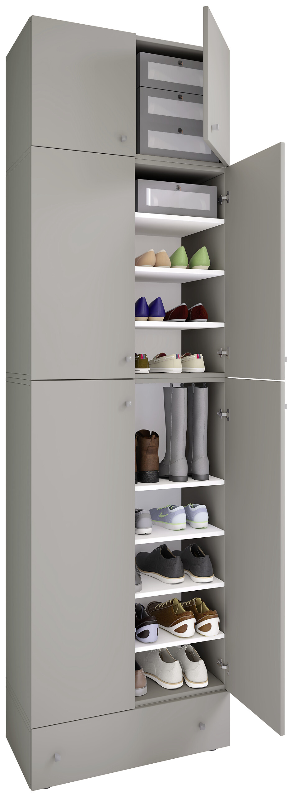 Schuhschrank Lona grau weiß B/H/T: ca. 70x240x39 cm