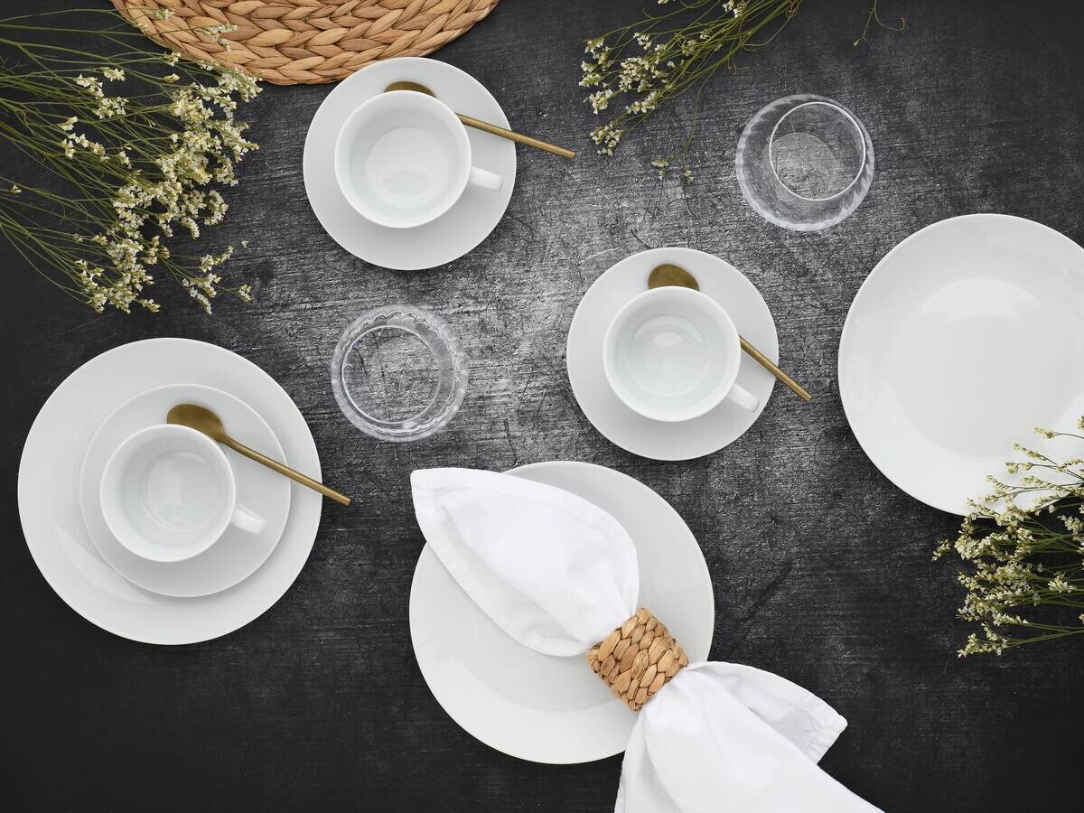 CreaTable Kaffeeservice Luna weiß Porzellan 18 tlg.