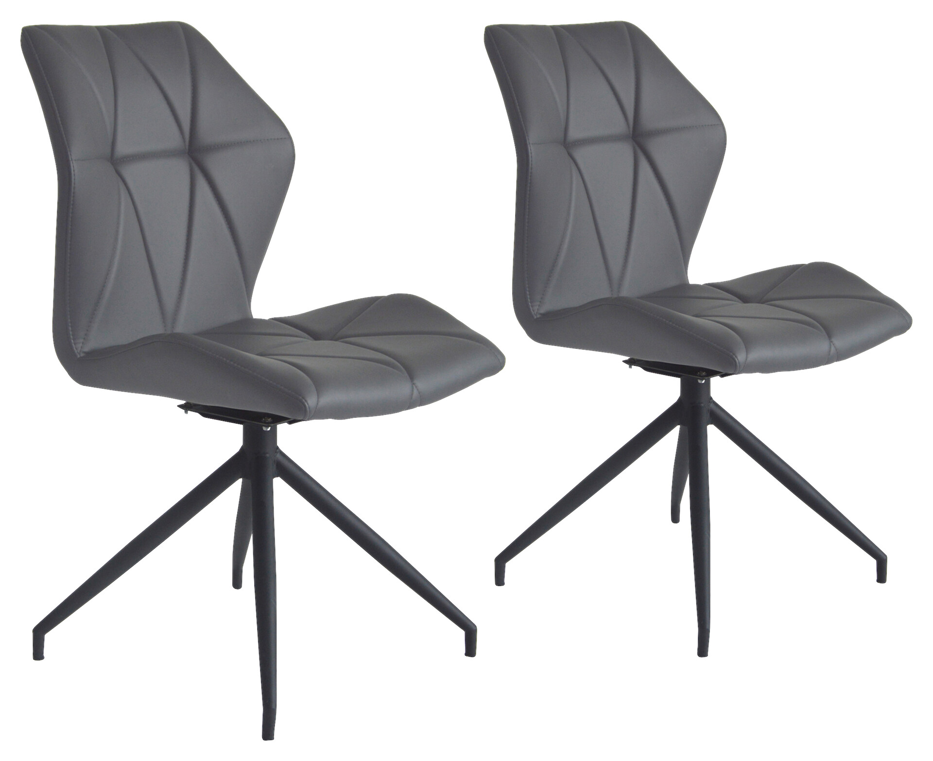 Stuhl IMKE  2er-Set grau schwarz Kunstleder Metall B/H/T: ca. 52x90,5x62 cm