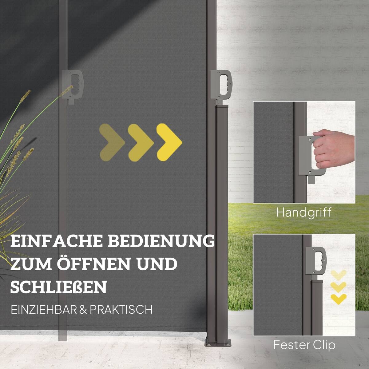 Outsunny Seitenmarkise dunkelgrau Aluminium B/H/L: ca. 1x180x300 cm