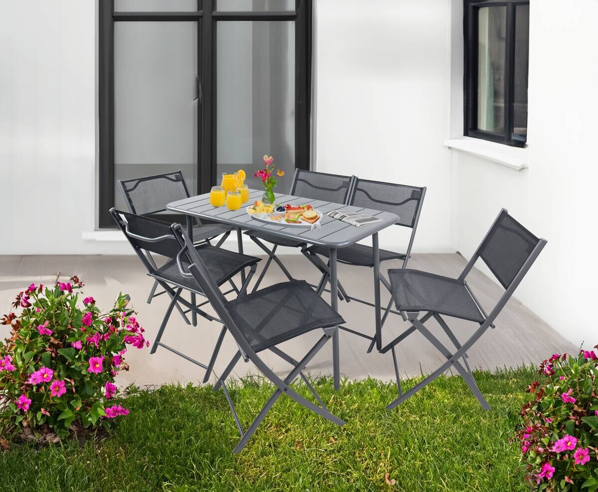 VCM Gartensitzgruppe Sumila schwarz Textilene B/H/L: ca. 45x79x46 cm