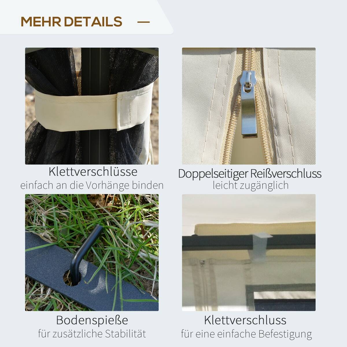 Outsunny Pavillon mit Doppeldach beige Metall B/H/L: ca. 299x274x299 cm