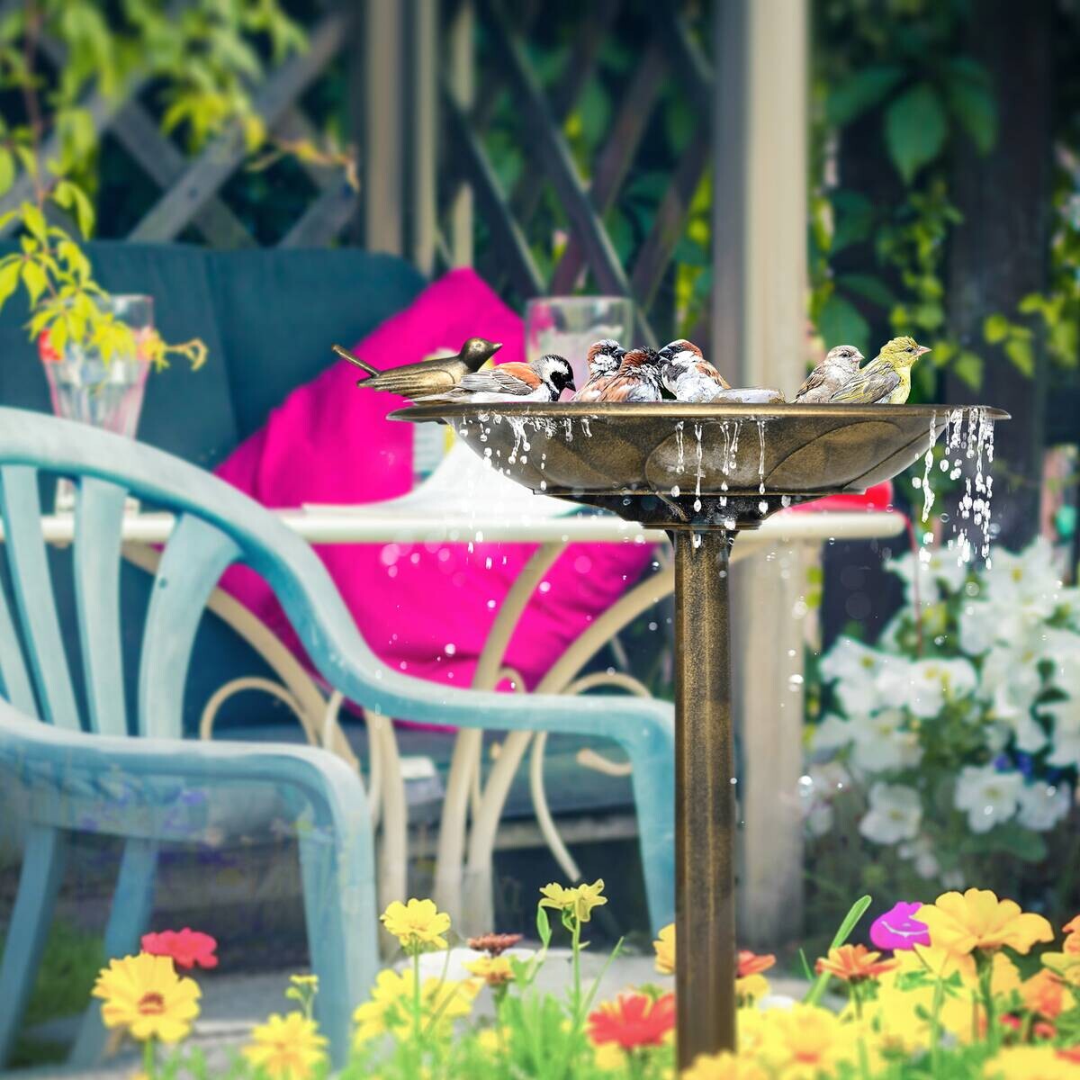 Outsunny Vogeltränke bronze Kunststoff B/H/L: ca. 50x72x50 cm