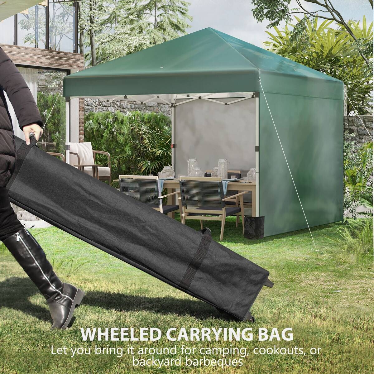 Outsunny Pavillon grün Polyester B/H/L: ca. 297x288x297 cm