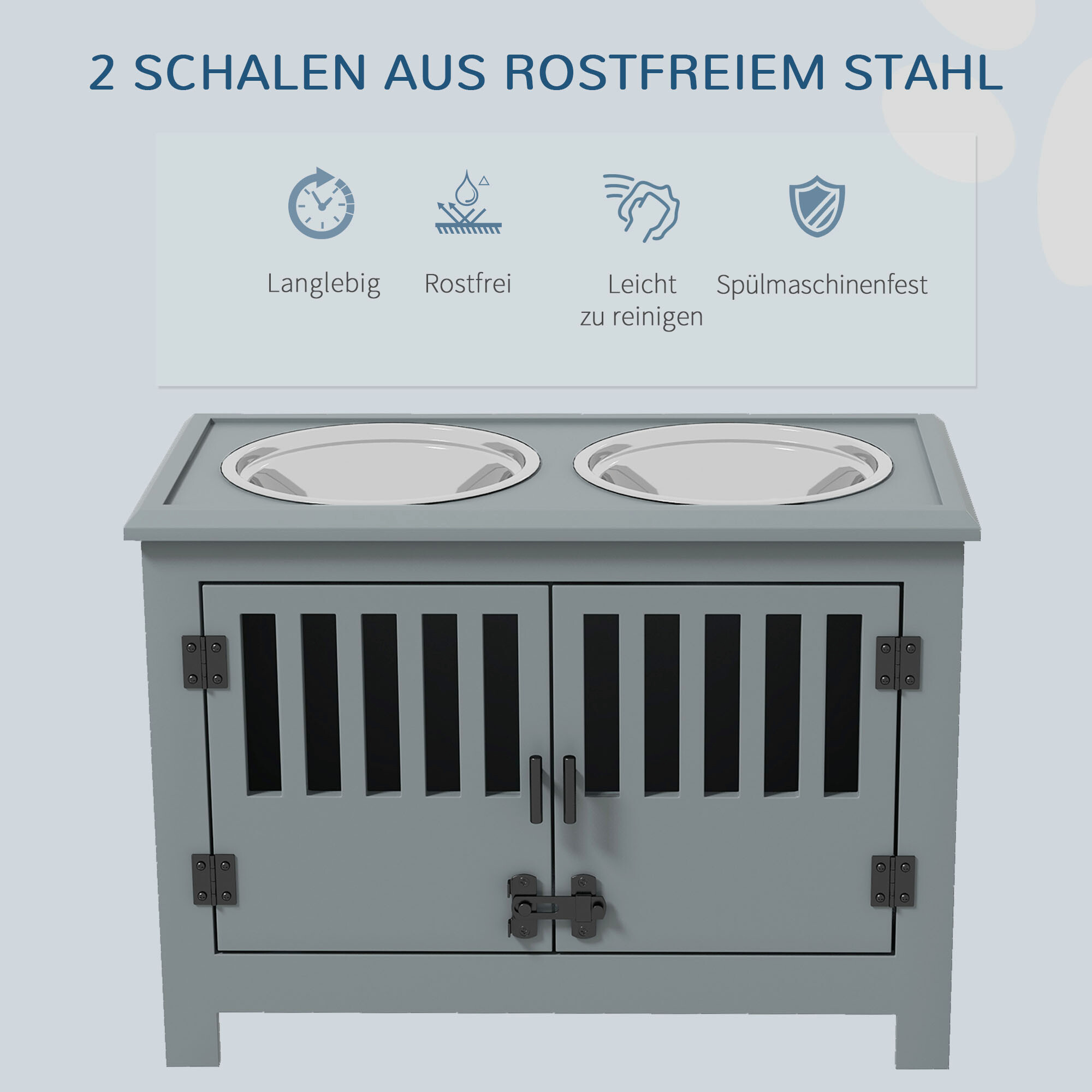 PawHut Futterstation grau Stahl B/H/L: ca. 30x43x60 cm