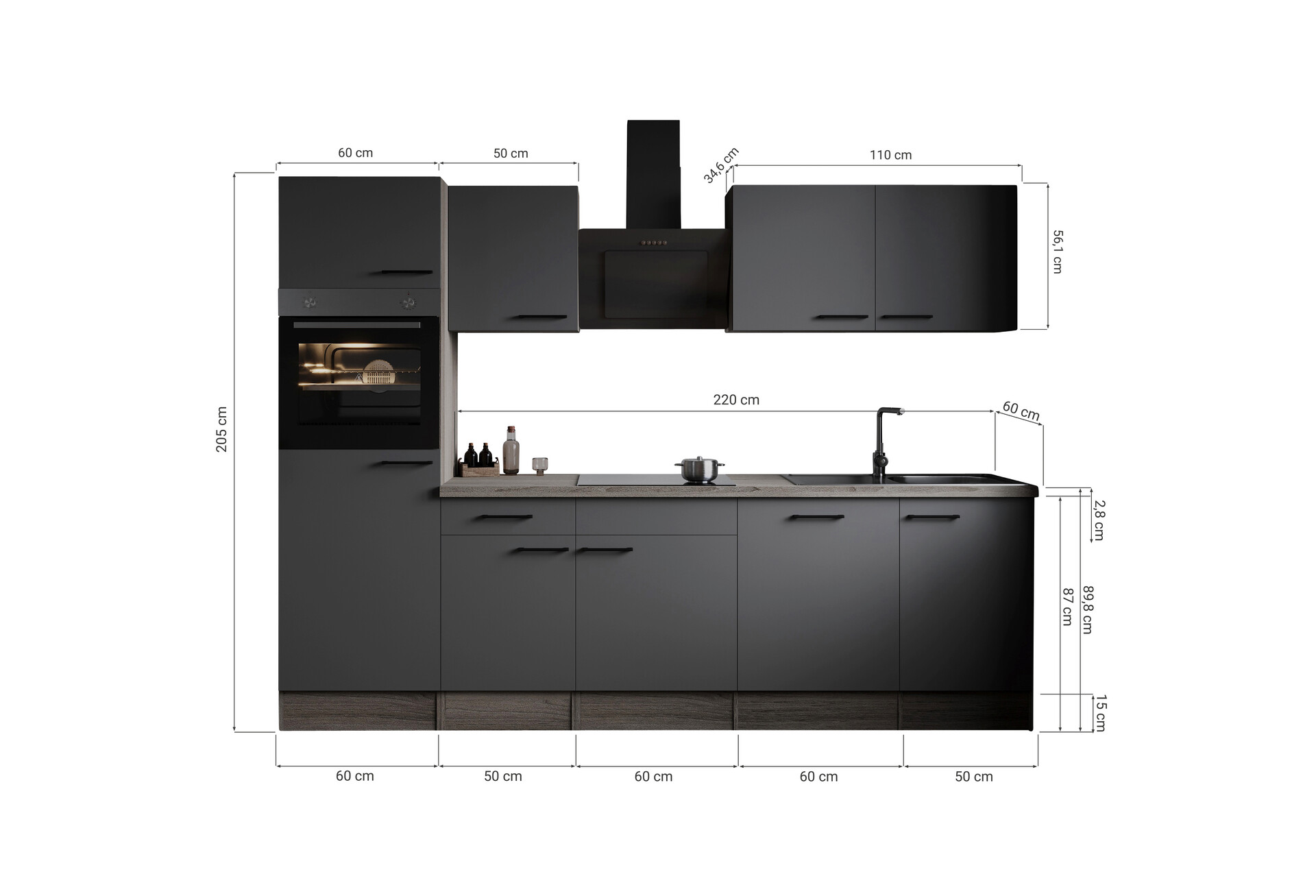 Küchenblock Oliver B/H/T: ca. 280x205x60 cm