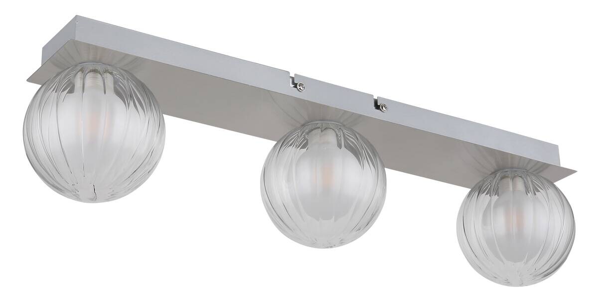 GLOBO Deckenleuchte Ander 41928-3N silber Alu Glas B/L: ca. 10x50 cm G9 3 Brennstellen