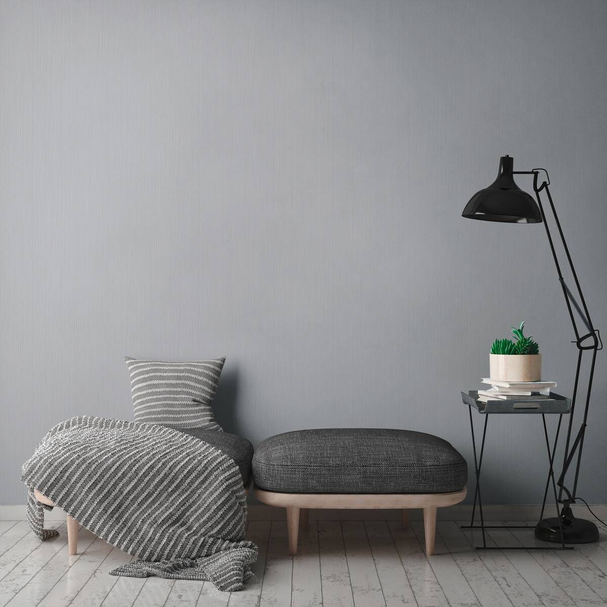 A.S.Creation Vliestapete Attractive Uni blaugrau B/L: ca. 53x1005 cm