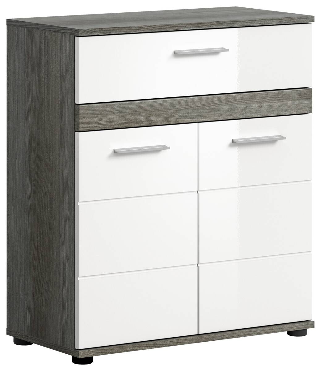 Midischrank BLAKE Rauchsilber Nachbildung weiß Hochglanz B/H/T: ca. 71x79x31 cm Midischrank BLAKE Rauchsilber Nachbildung weiß Hochglanz B/H/T: ca. 71x79x31 cm