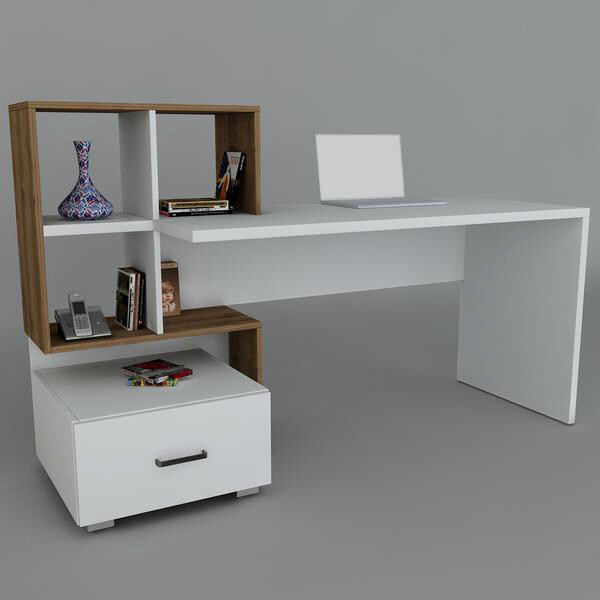 Schreibtisch Bloom weiß walnuss Nachbildung B/H/T: ca. 120x73x60 cm Schreibtisch Bloom weiß walnuss Nachbildung B/H/T: ca. 120x73x60 cm